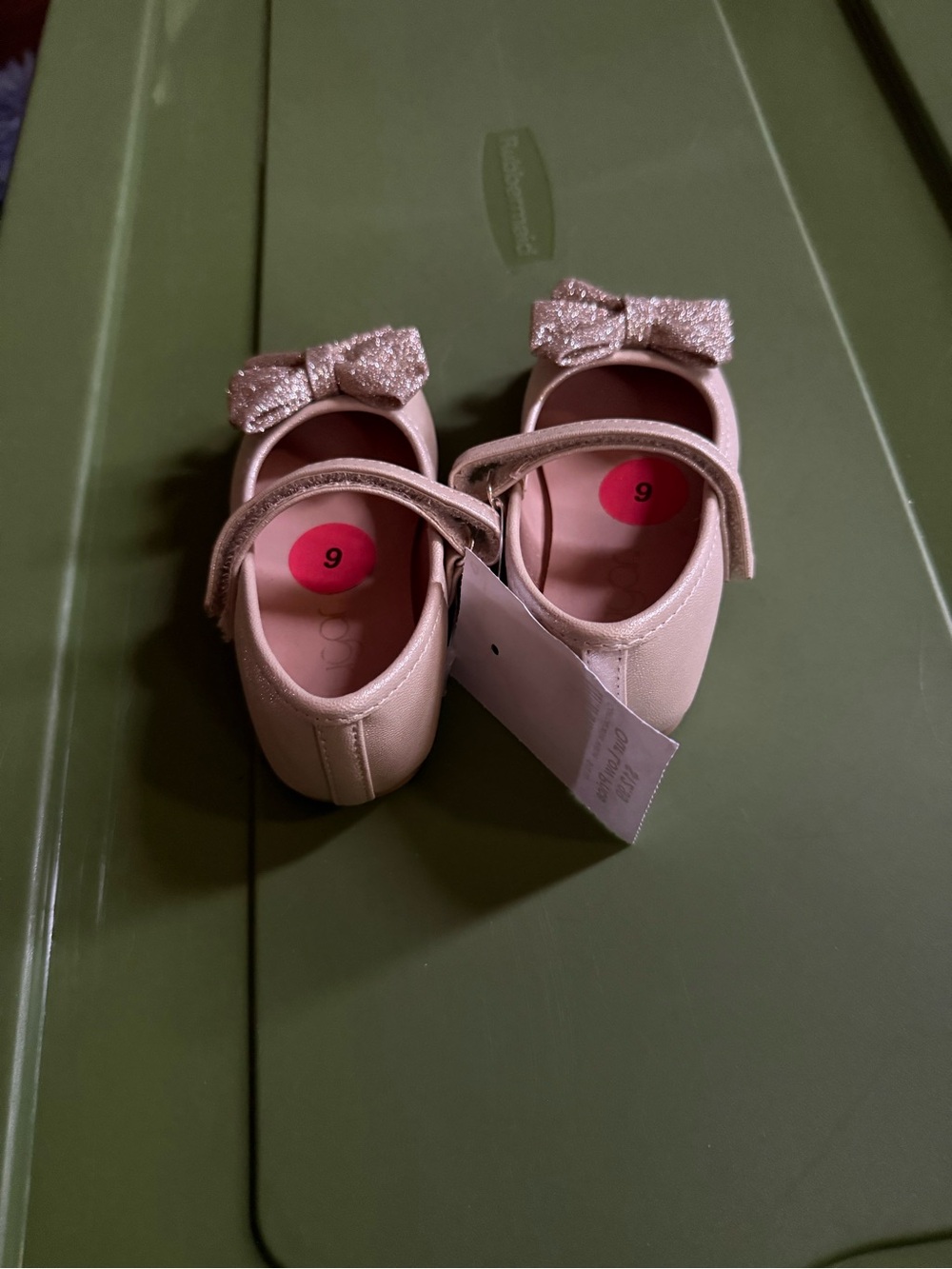 Sugar Girls Glitter Bow Mary Jane Shoes - Light Pink